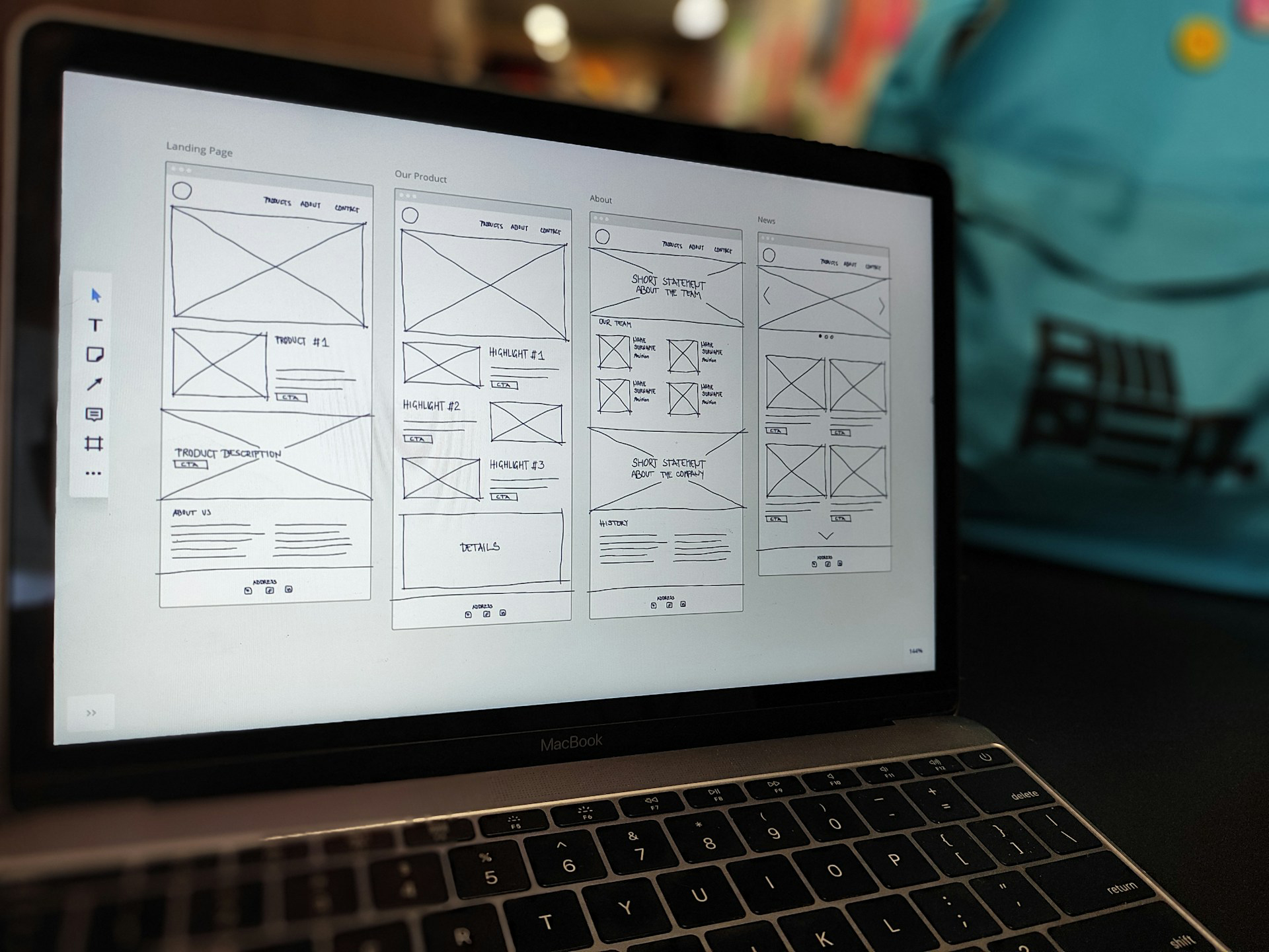 Website layout illustrated